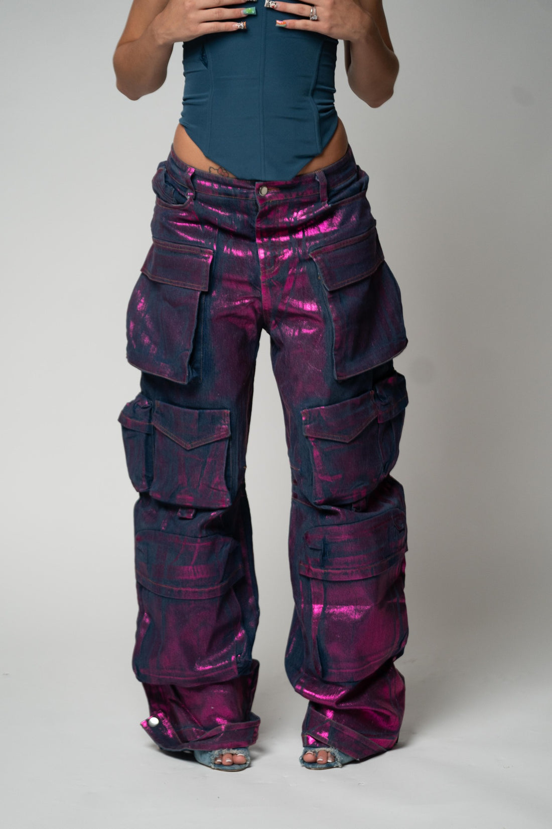 Luxury Purple Bronzing Wideleg Jeans