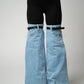 Patchwork Buckle Denim Pants