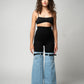 Patchwork Buckle Denim Pants