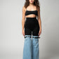 Patchwork Buckle Denim Pants