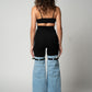 Patchwork Buckle Denim Pants