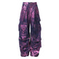 Luxury Purple Bronzing Wideleg Jeans