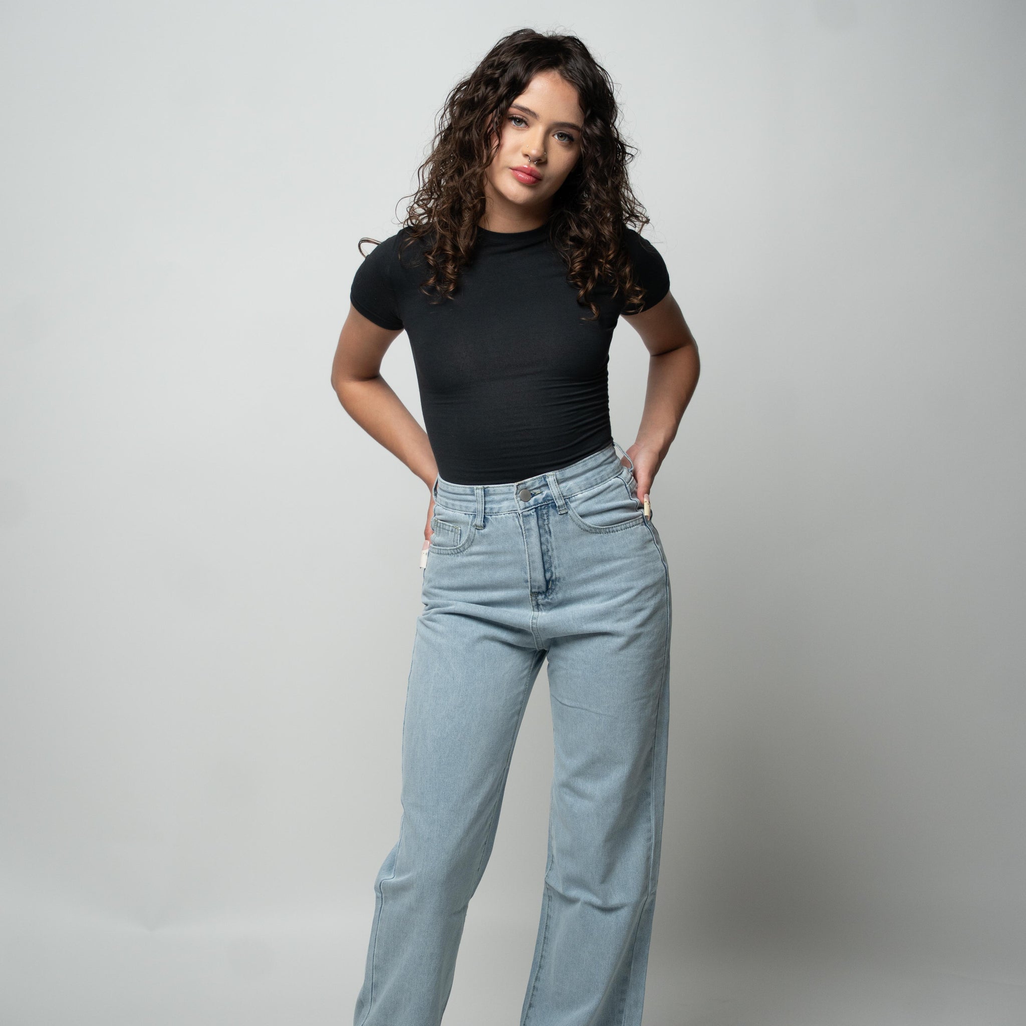 High Waist Wide Leg Denim Pants