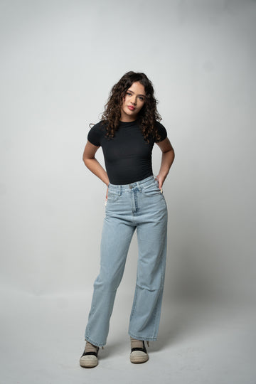 High Waist Wide Leg Denim Pants