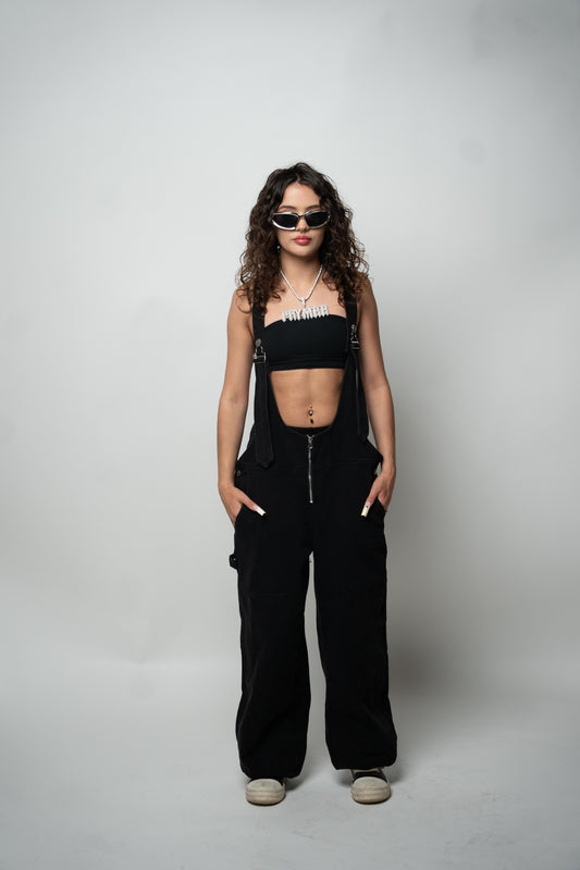 Zipper Denim Overalls