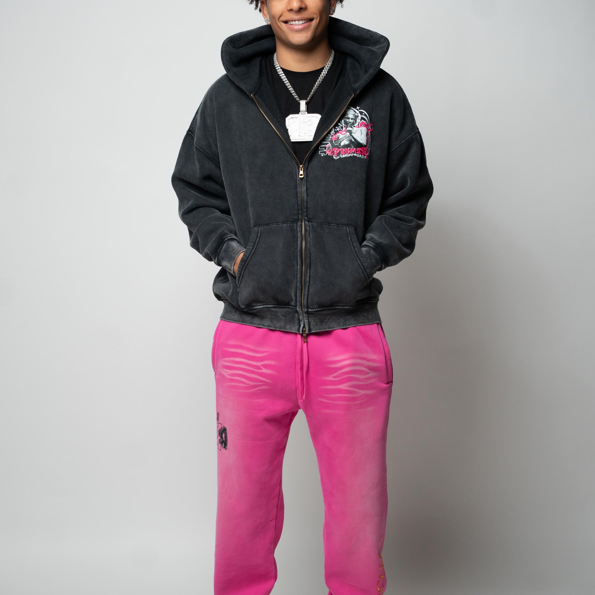 Snow Washed Zip-Through Hoodie